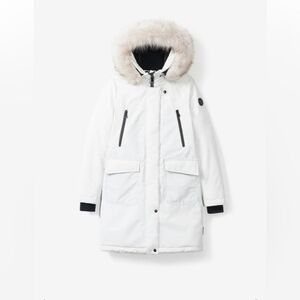 Trinity Mid Length Parka Winter Coat - NOIZE in White (Vegan/Cruelty-Free)
